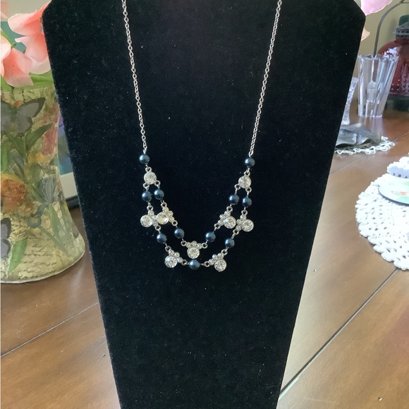 Rhinestones & Blue Beaded Necklace. - Picture 6 of 6